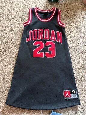 B54 Jordan Kids' Black & Red Tank Dress - '23 Basketball Jersey